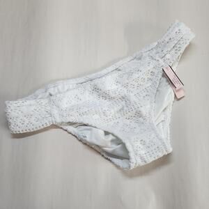 Victoria's Secret White Crochet Bikini Bottom Size L Lined Cali Hipster Beach